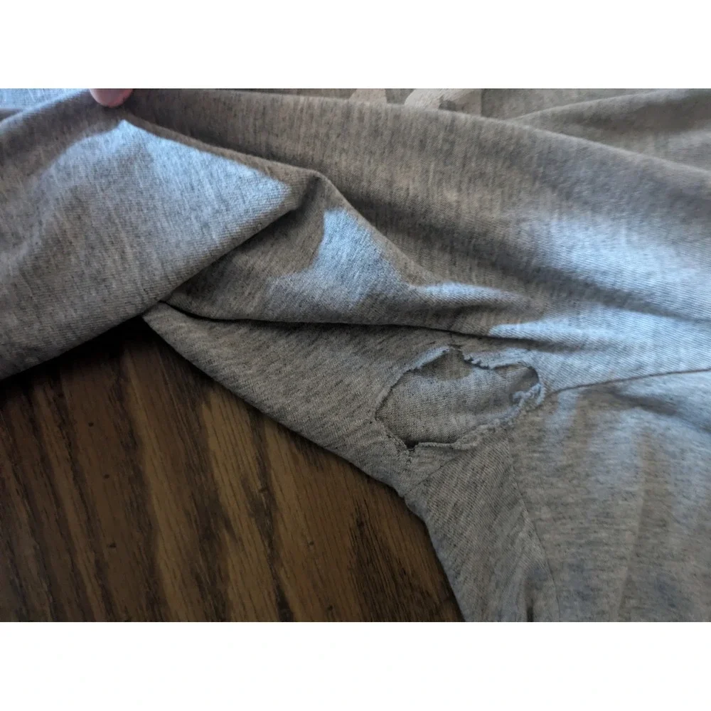 Adidas Mens Graphic T-Shirt Heather Gray Distressed Logo Tee Work Shirt